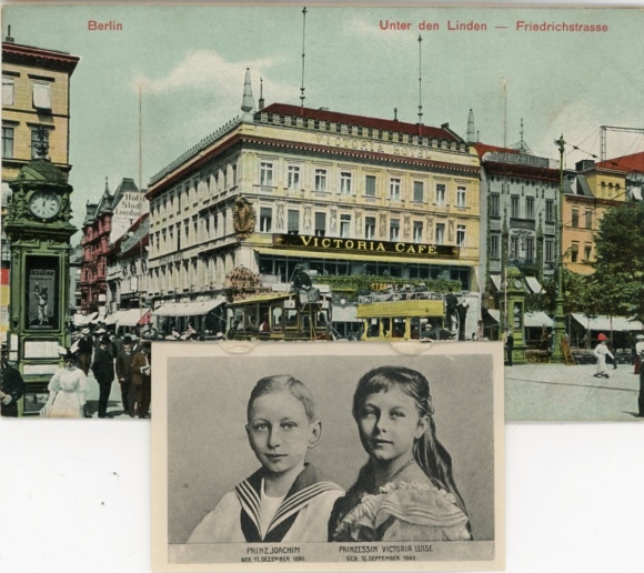Leporello Postcard Berlin Mitte, Unter den Linden, Friedrichstraße, Prince Joachim of Prussia, Princess