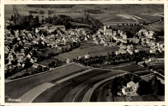 Postcard Bad Wurzach in Upper Swabia, aerial photograph