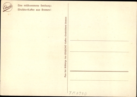 Kunstenaar ansichtkaart Eduscho koffiereclame, Duitse Reichspost auto, reclame