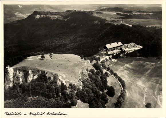 Postcard Balingen in Württemberg, aerial photograph, restaurant and mountain hotel Lochenheim