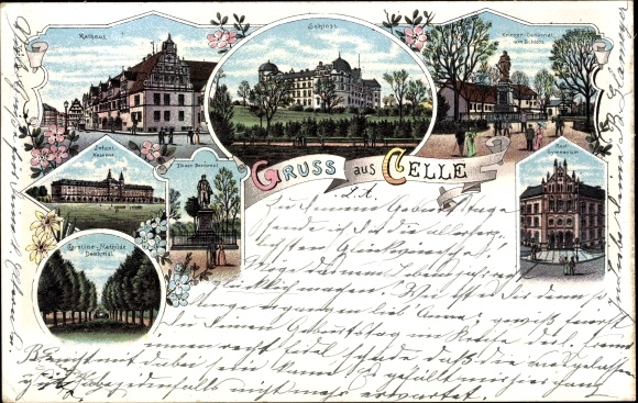 Chromo-Litho Celle in Lower Saxony, castle, high school, war memorial, infantry barracks, town hall