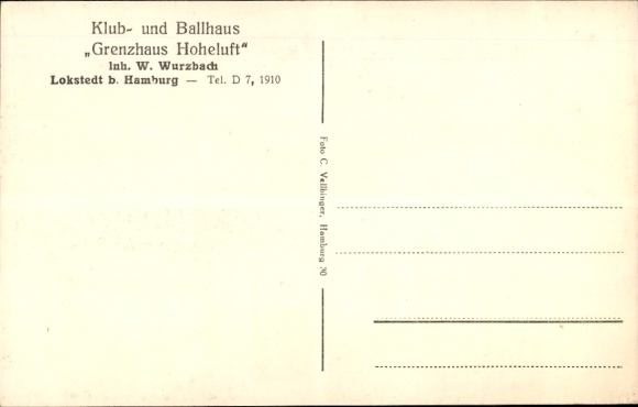 Postcard Hamburg Eimsbüttel Lokstedt, Club and Ball House Grenzhaus Hoheluft