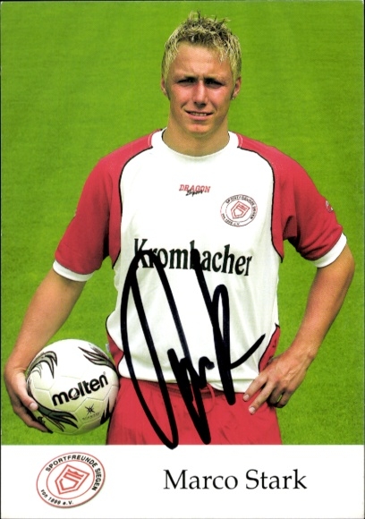 Autograph card footballer Marco Stark, Sportfreunde Siegen, autograph
