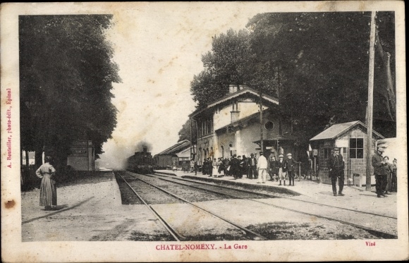 Postcard Chatel Nomexy Lothringen Vosges, La Gare