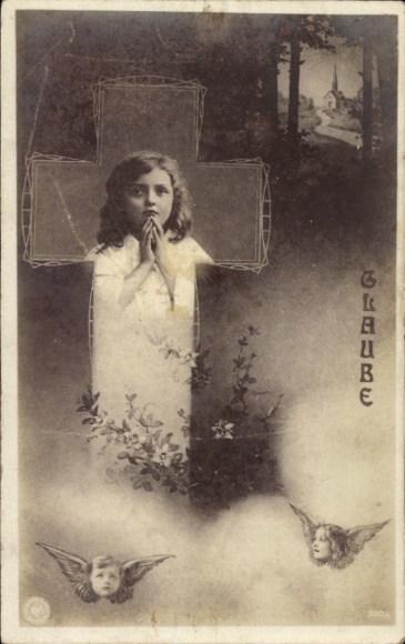 Ak Mädchen-Porträt, Allegorie, Glaube, Betendes Kind