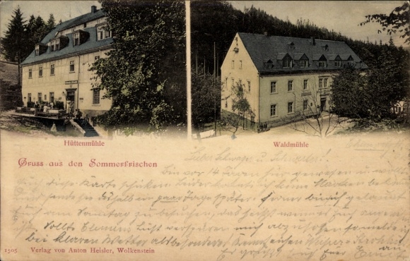Ak Wolkenstein im Erzgebirge, Hüttenmühle, Waldmühle