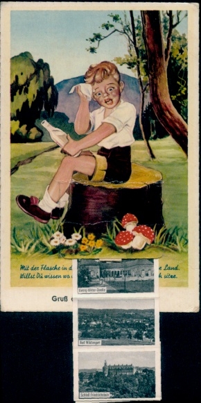 Leporello Postcard Bad Wildungen in Hesse, Georg Viktor Quelle, Friedrichstein Castle