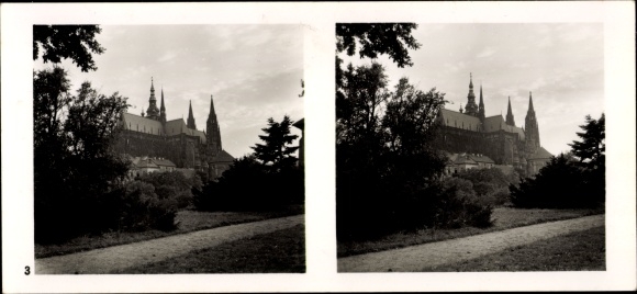 Stereo spatial image photo &quot;Greater Germany&#39;s rebirth&quot; No. 3 Praha Prague, St. Vitus Cathedral
