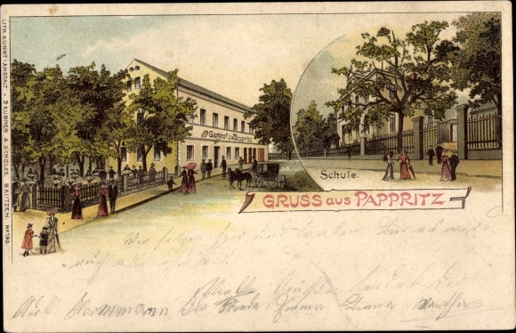 Chromo-Litho Dresden Schönfeld Weißig Pappritz, inn, school