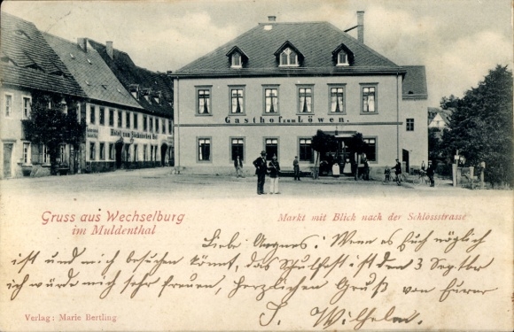 Ak Wechselburg in Sachsen, Markt, Schlossstraße, Gasthof zum Löwen
