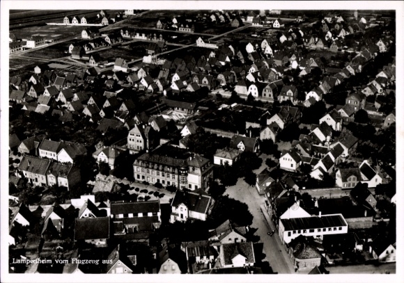 Postcard Lampertheim am Rhein Hessen, aerial view of many houses,