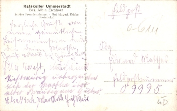Postcard Ummerstadt in Thuringia, Ratskeller, hall, party location