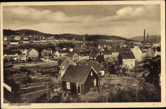 PC Dieringhausen Gummersbach in the Oberberg district, view of the town with the station restoration
