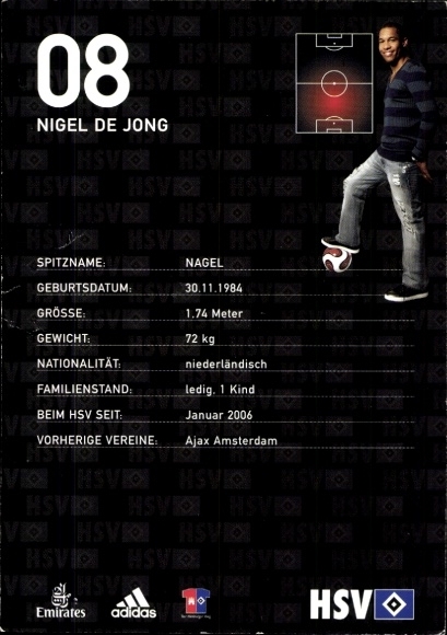 Postcard basketball player Nigel de Jong, autograph