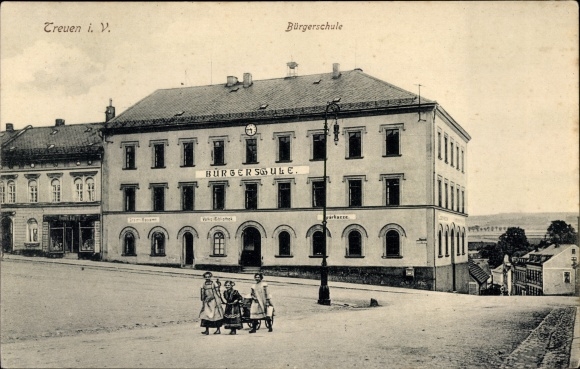 Postcard faithful in the Vogtland, public school, children