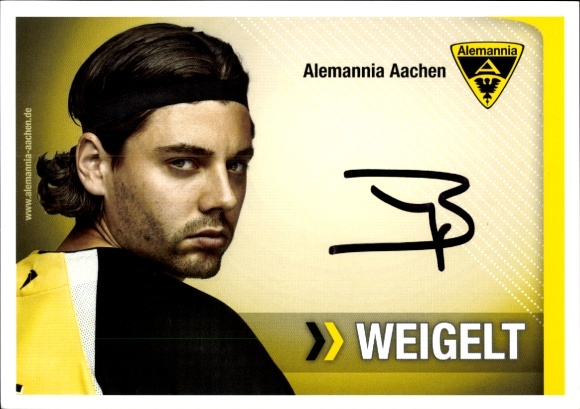 Autogrammkarte Fußballer Benjamin Weigelt, Alemannia Aachen, Autogramm