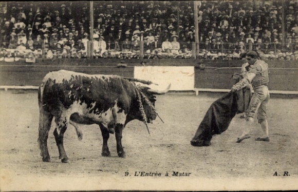 Postcard Nîmes Gard, snapshot of a bullfight in spectators in the stands