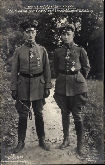 Postcard fighter pilot Lieutenant von Cossel and Vice Sergeant Windisch, Sanke card no. 401