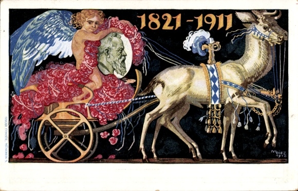 Postal stationery artist Postcard Diez, M., Prince Regent Luitpold of Bavaria, 1821 to 1911, carriage