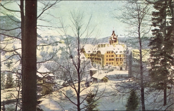 Postcard Semmering in Lower Austria, Hotel Erzherzog Johann in winter