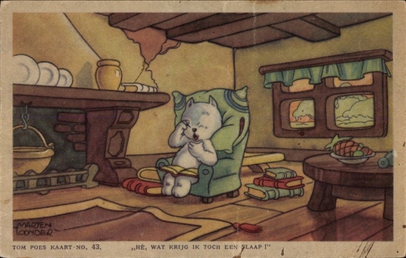 Künstler Ak Toonder, Marten, Katze, wie lange schlafe ich