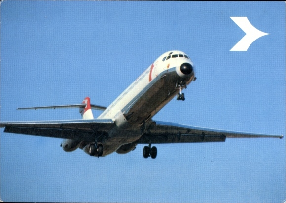 Postcard Austrian passenger plane Austrian Airlines, Douglas DC 9 Super 80