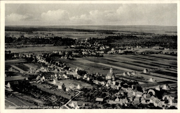 Postcard Senden in Schwaben, aerial photograph