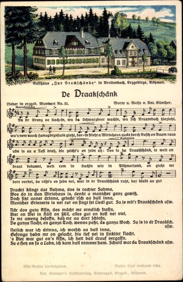 Song Postcard Da Draakschänk, Erzgebirgische Mundart No. 25, Inn Dreckschänke in Breitenbach