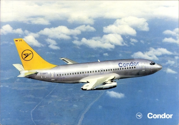 Postcard passenger aircraft Condor, Boeing 737-230 Europa-Jet