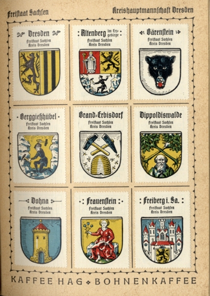 German coat of arms collector&#39;s picture album Kaffee HAG Handelsgesellschaft, Bremen around 1930