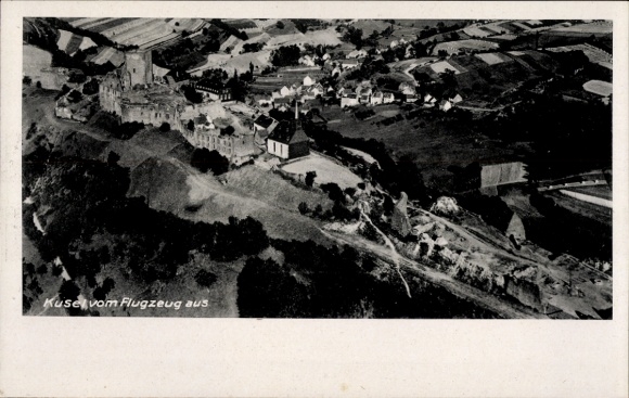 Postcard Kusel in the Palatinate, aerial photograph