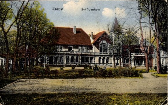 Postcard Zerbst in Anhalt, Schützenhaus