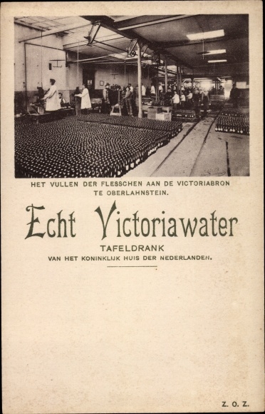 KP Oberlahnstein Lahnstein am Rhein, reklama, prawdziwa Victoriawater, hala butelkowania