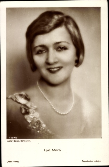 Postcard Actress Lya Mara, Portrait, Perlen