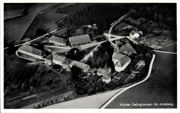 Ak Holzen Arnsberg im Hochsauerlandkreis, Fliegeraufnahme, Kloster Oelinghausen, Gasthof Danne