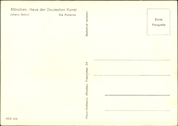Artist Postcard Schult, Johann, The Resting One, Female Nude, HDK 410