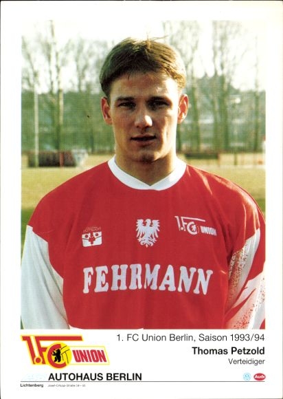 Autogrammkarte Fußballspieler Thomas Petzold, 1. FC Union Berlin, Portrait