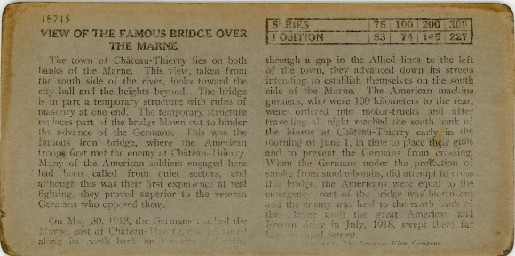 Stereo photo Chateau Thierry Aisne, bridge over the Marne