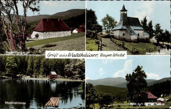Ak Waldhäuser Neuschönau Niederbayern, jeugdherberg, bergkerk, Martinsklause