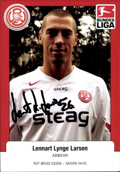 Autogrammkarte Fußballer Lennart Lynge Larsen, Rot Weiss Essen, Autogramm