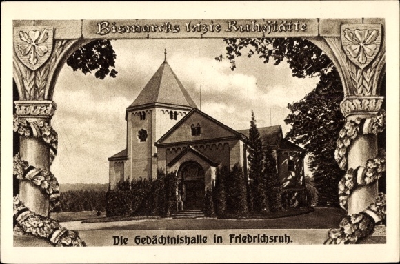 passe-partout ansichtkaart Friedrichsruh Aumühle in Lauenburg, Bismarck Memorial Hall