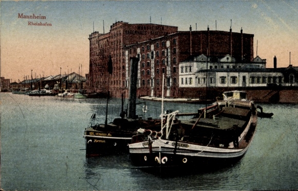 Postcard Mannheim Baden Württemberg, party at the Rhine harbor