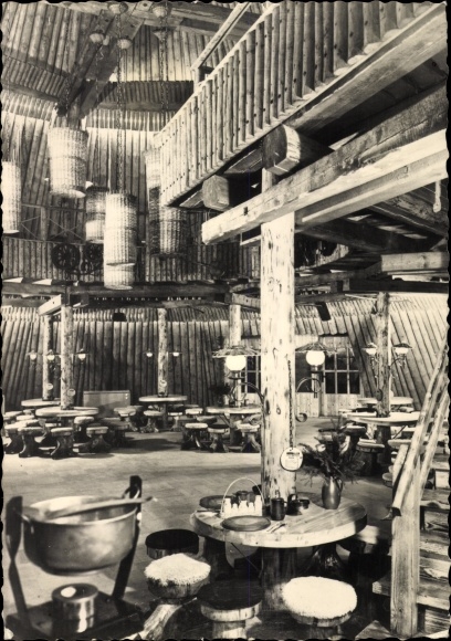 Postcard Sosa Eibenstock in the Ore Mountains, consumption restaurant Meiler, interior