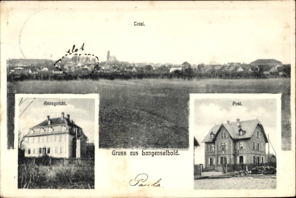 Postcard Langenselbold in Hesse, general view, district court, post office