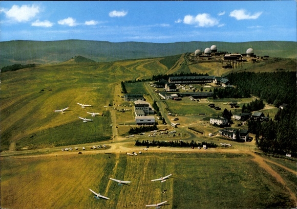Postcard Gersfeld in the Rhön Hessen, Wasserkuppe, glider pilot