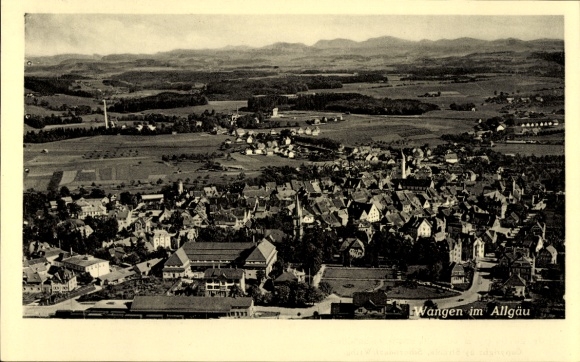 Postcard Wangen im Allgäu, aerial photograph