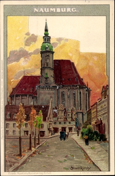 Artysta lito Stagura Albert, Naumburg an der Saale, widok na kościół miejski