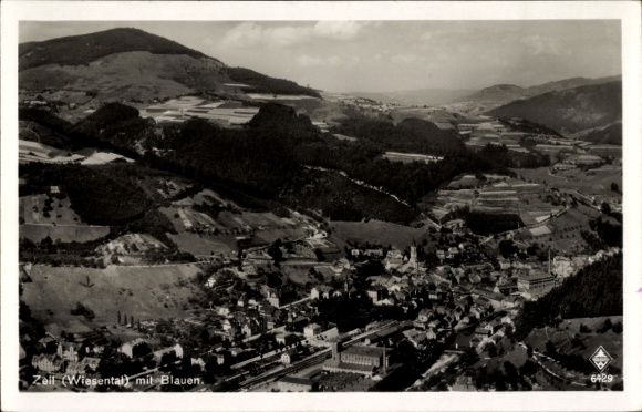 Postcard Zell im Wiesental, aerial photograph
