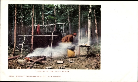 Ak Maine USA, kamperen in het bos
