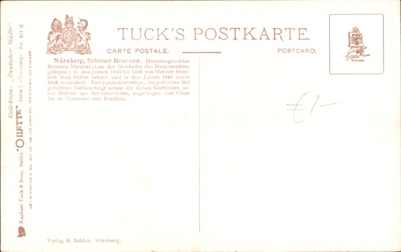 Artist Postcard Flower, Charles, Nuremberg in Middle Franconia Bavaria, Beautiful Fountain